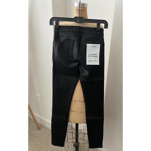 FRAME Le Skinny De Jeanne Denim Ankle Jeans in Black waist 25" coated finish - Picture 3 of 10